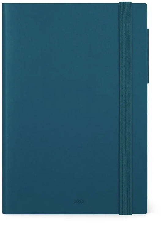 2025 Medium Weekly Diary With Notebook - Teal Blue