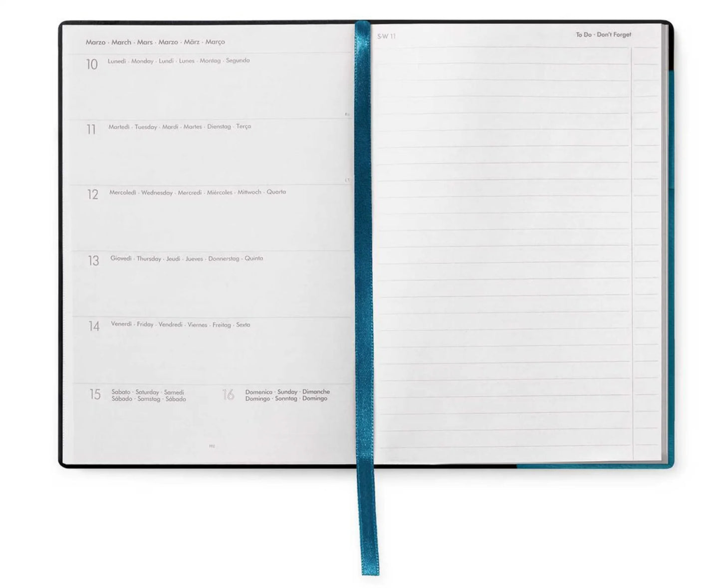 2025 Medium Weekly Diary With Notebook - Teal Blue