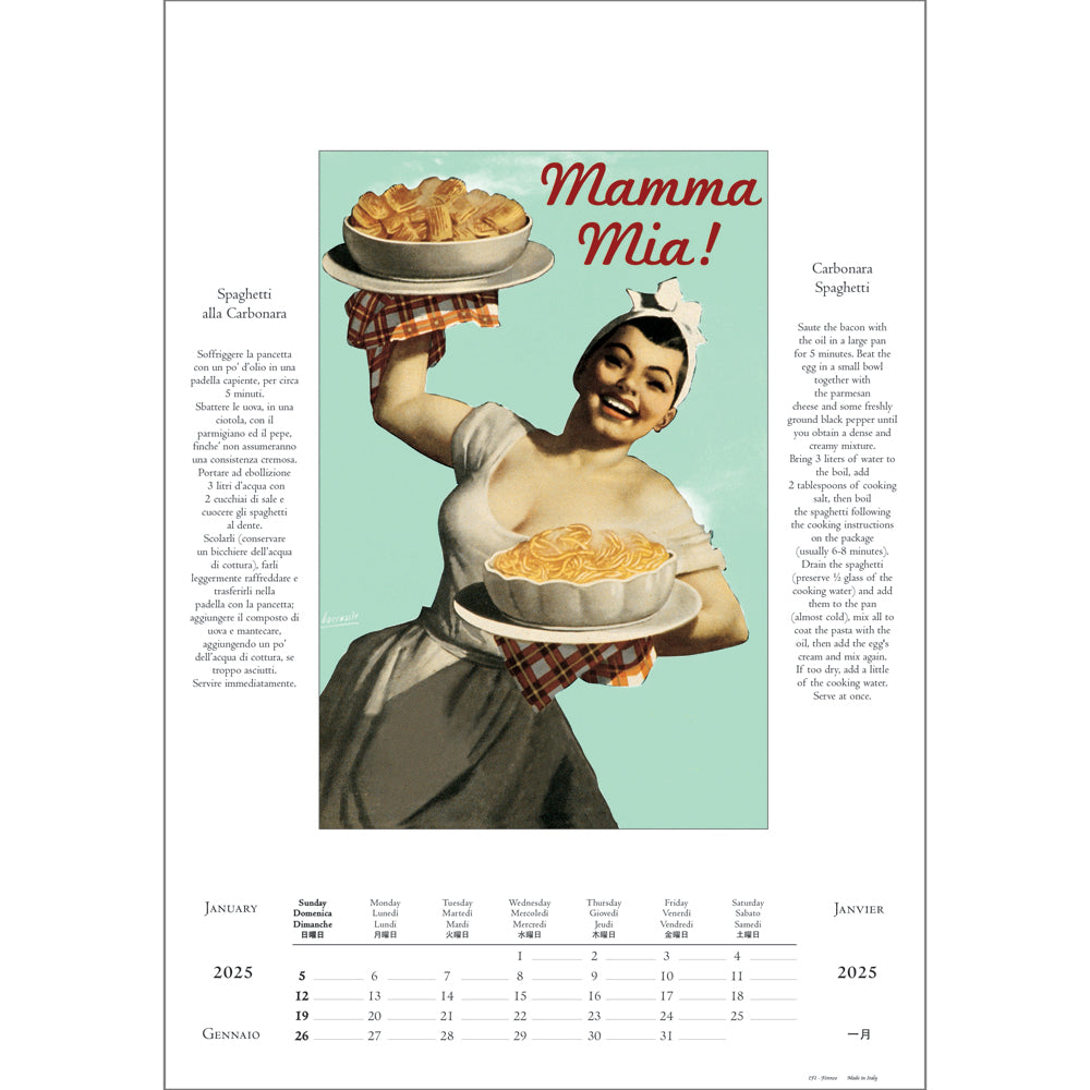 Cucina Italiana Large Wall Calendar 2025