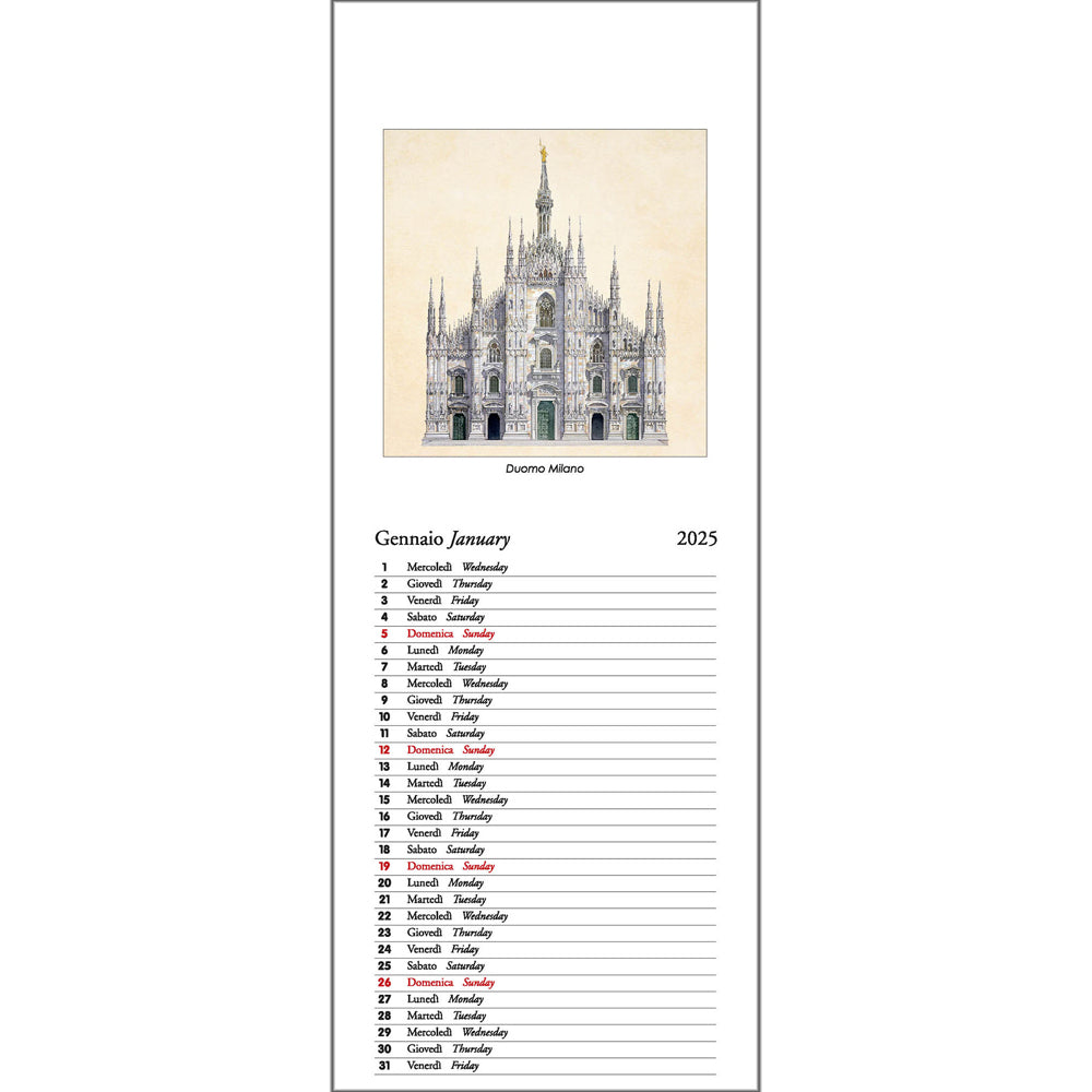 Architettura Slim Wall Calendar 2025