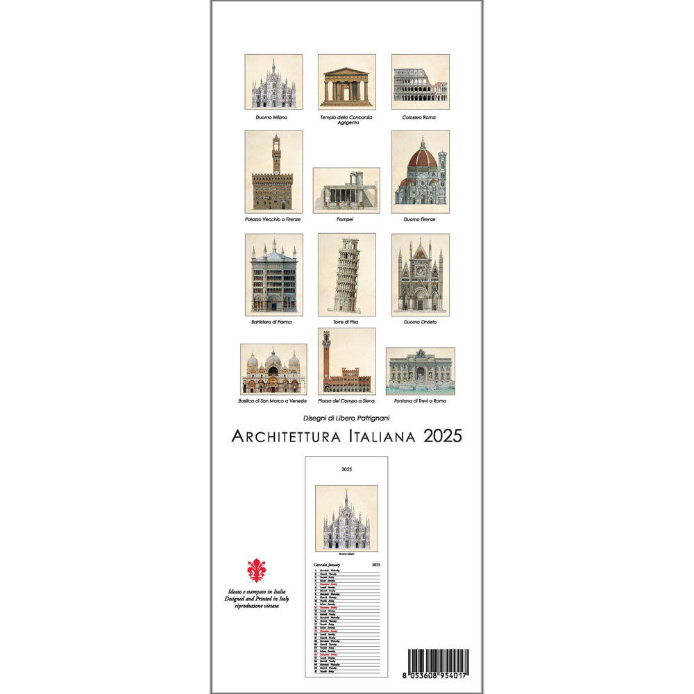 Architettura Slim Wall Calendar 2025