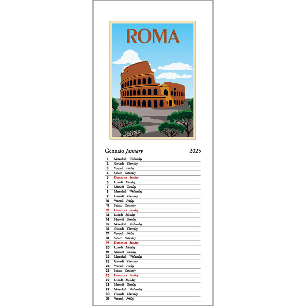 Vacanze Italiane Slim Wall Calendar 2025