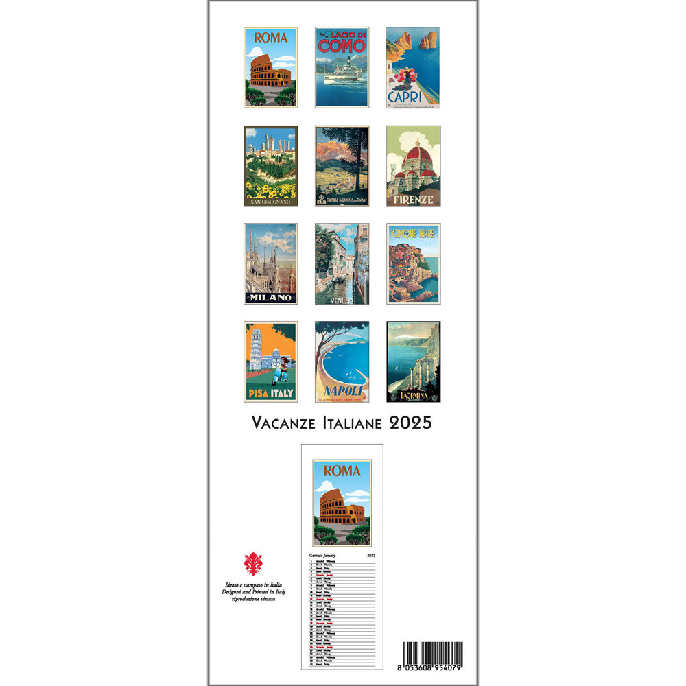 Vacanze Italiane Slim Wall Calendar 2025