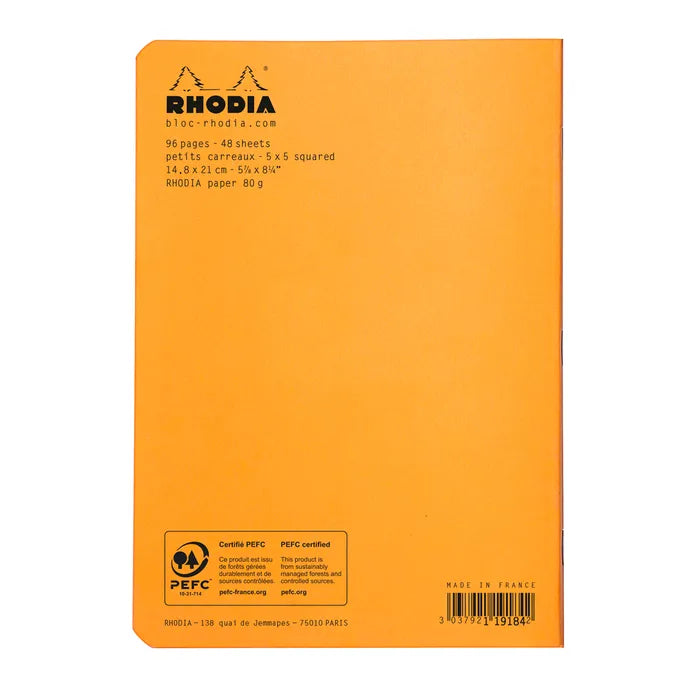 Rhodia Cahier Notebook A5 5x5 Grid Orange